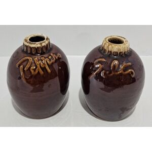 Vintage Salt & Pepper Shakers - Hull Pottery - Brown Drip Glaze -Ovenproof-USA